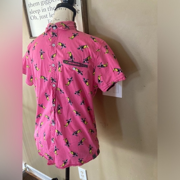 Free planet bird toucan men’s shirt pink size M - Picture 6 of 9
